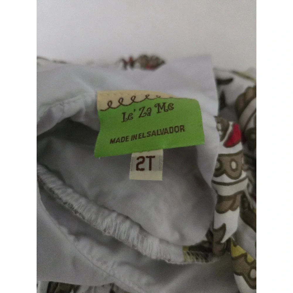 Le Za Me Girl's 2T‎ Paisley Print Dress Peter Pan Collar Puff Sleeve
